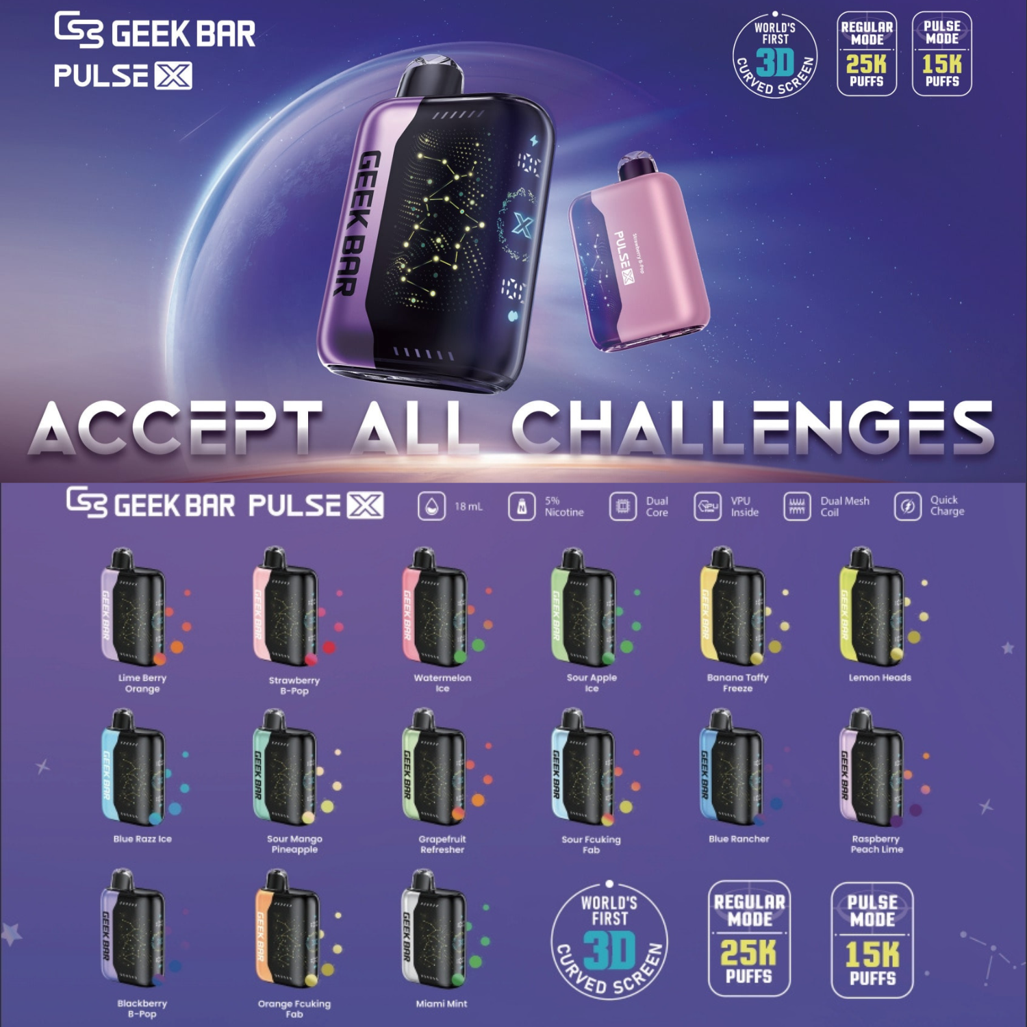 Geek Bar Pulse X 25,000 Puffs Disposable Vape Device