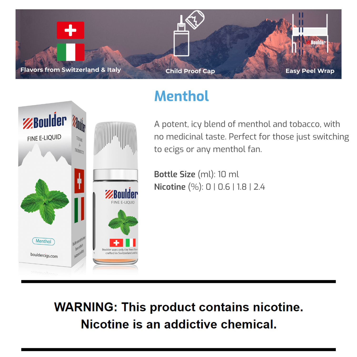 Boulder Menthol E-Liquid 10mL