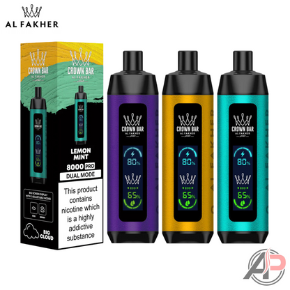 Al Fakher Crown Bar 8000 Puffs Pro DTL Disposable Vape Device Apvs Al Fakher Crown Bar 8000 Puffs Pro DTL Disposable Vape Device Apvs