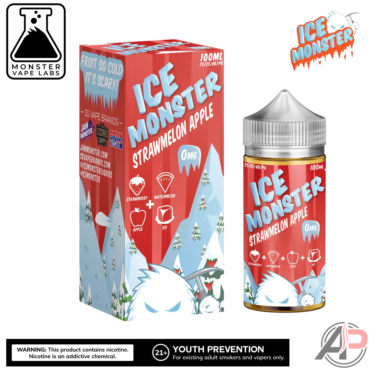 Strawmelon Apple E-Liquid By Ice Monster Vape Labs 100mL