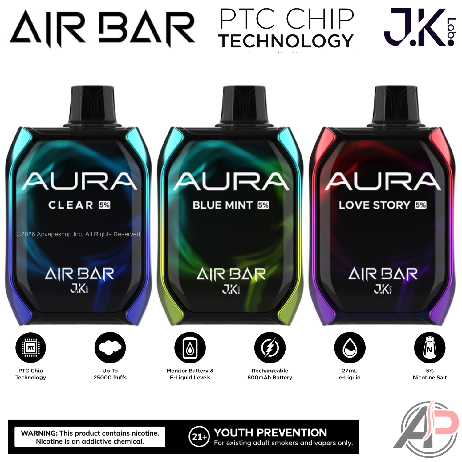 Air Bar Aura 25000 Puffs Disposable Vape Device