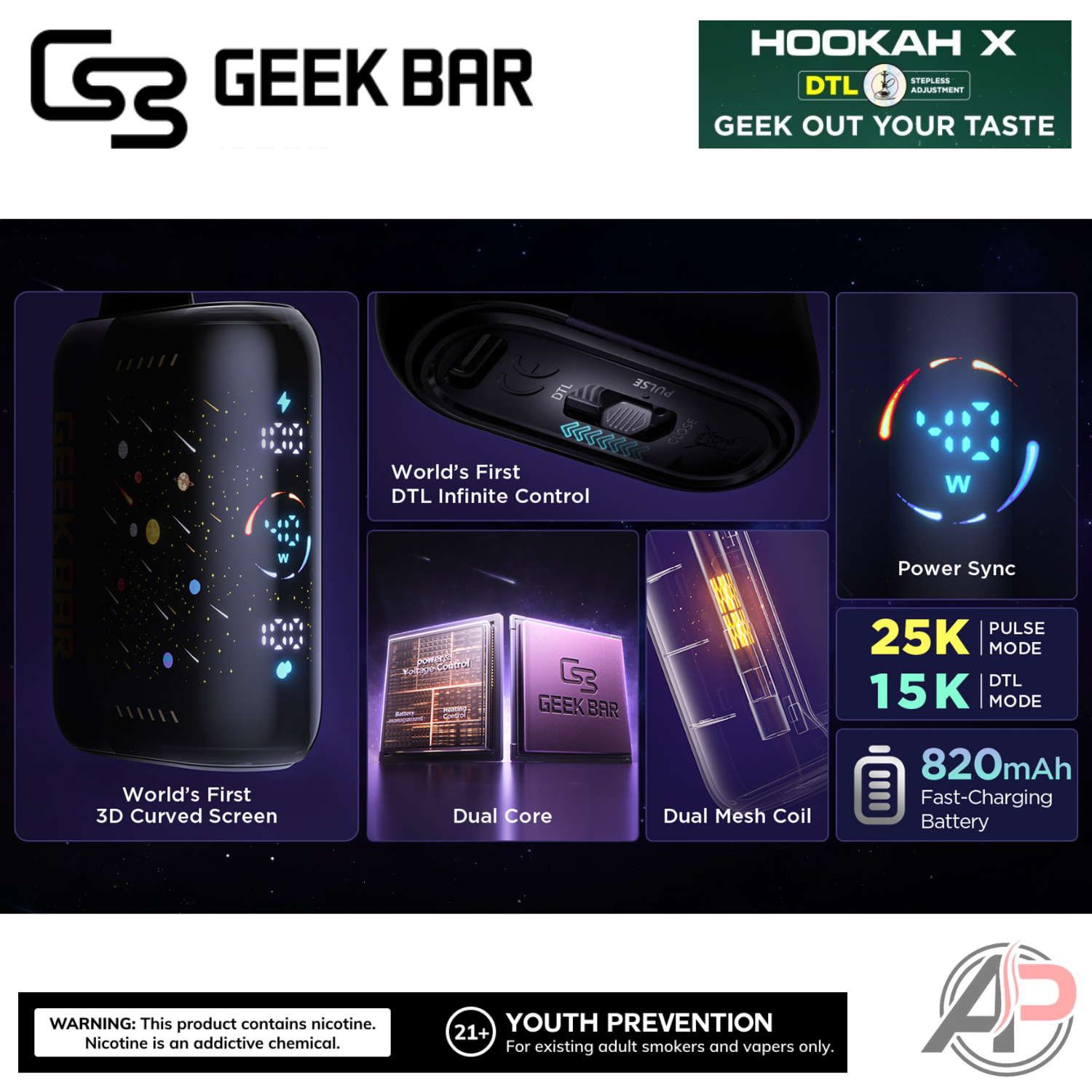 Geek Bar Hookah X 25,000 Puffs Disposable Vape Device Apvs Geek Bar Hookah X 25,000 Puffs Disposable Vape Device Apvs