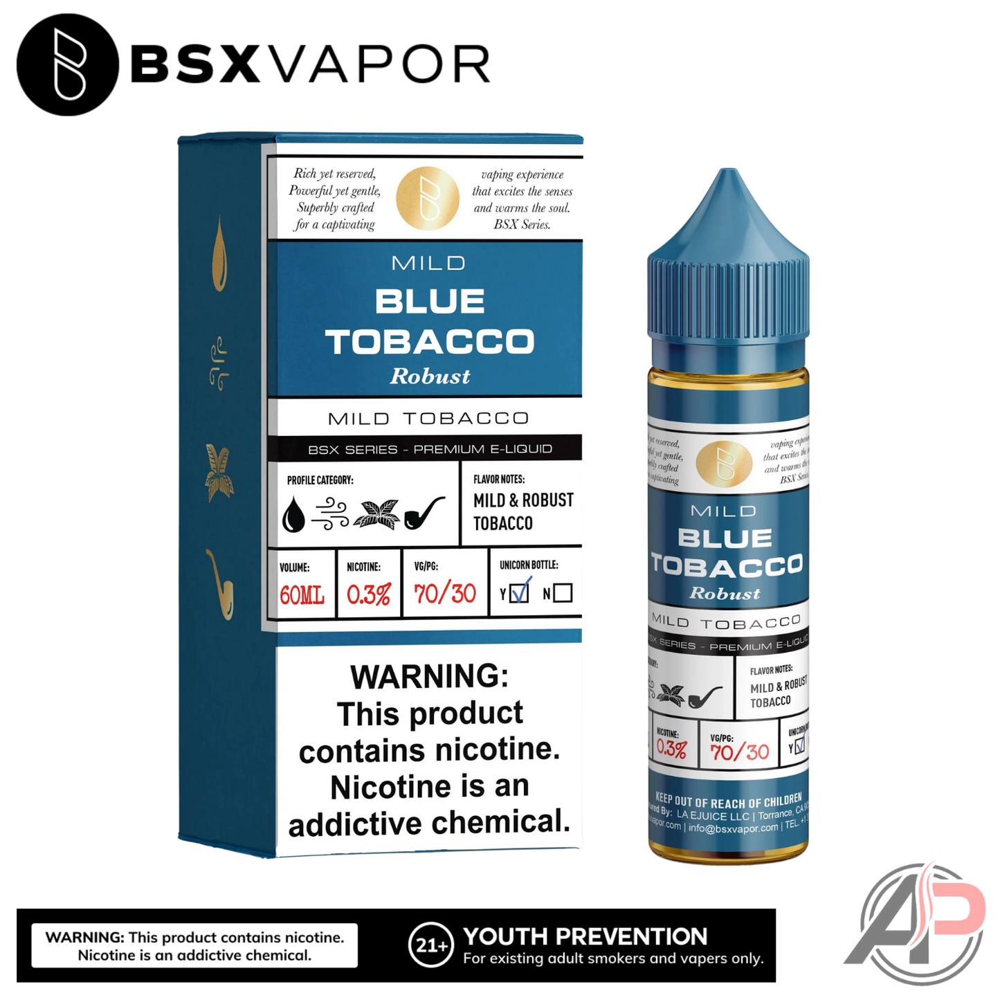 BSX Series Blue Tobacco E-Liquid 60mL
