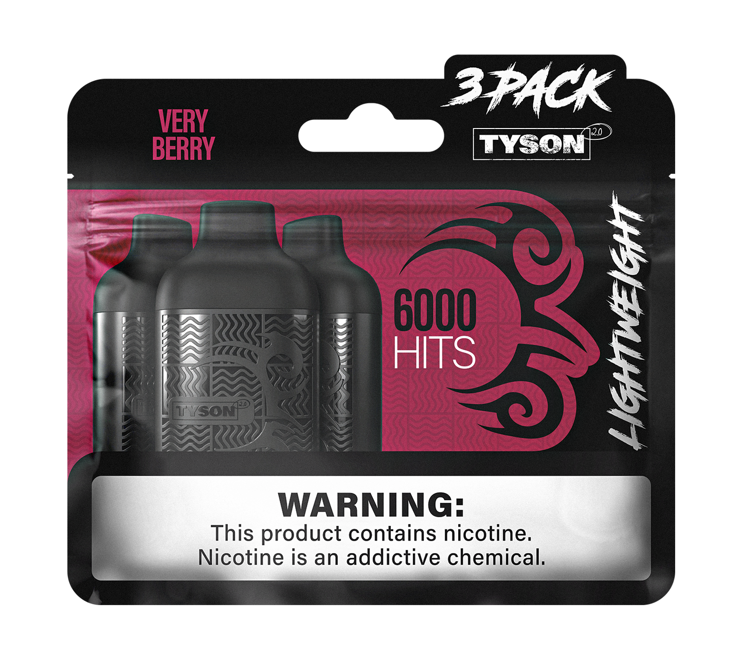 Tyson 2.0 Lightweight 6000 Puffs Disposable Vape Device 3 Pack