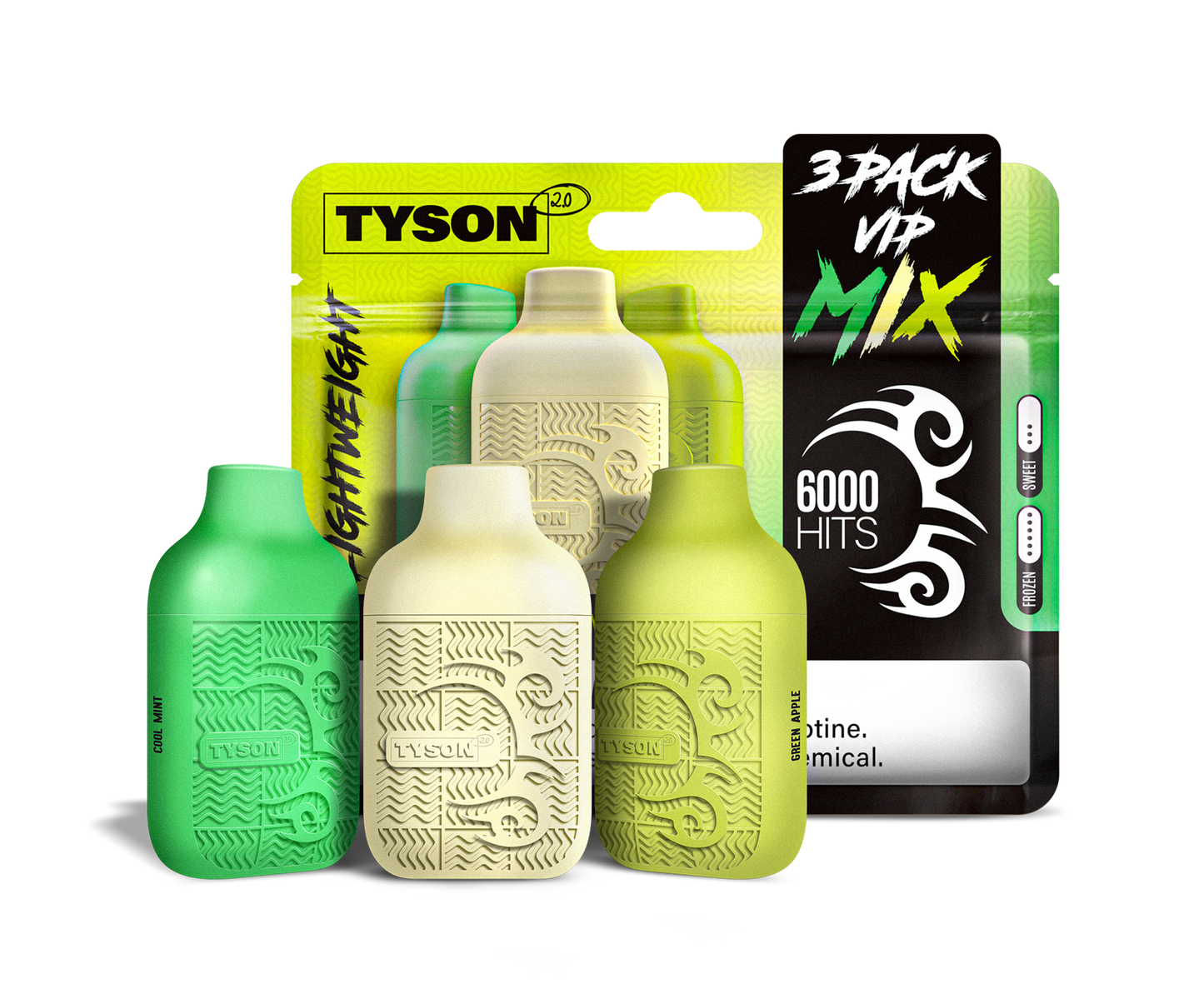 Tyson 2.0 Lightweight 6000 Puffs Disposable Vape Device 3 Pack