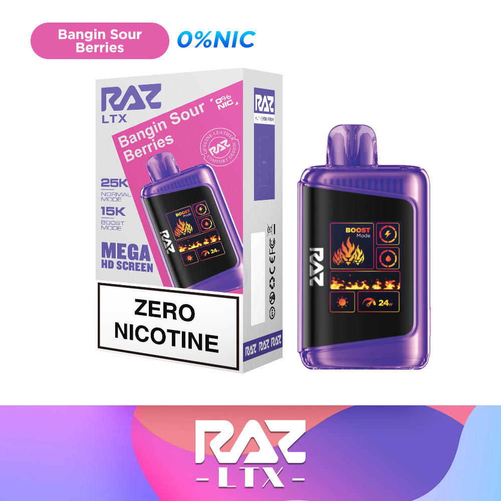 Raz LTX 25k Puffs Disposable Vape Bangin Sour Berries 0% (Zero Nicotine)