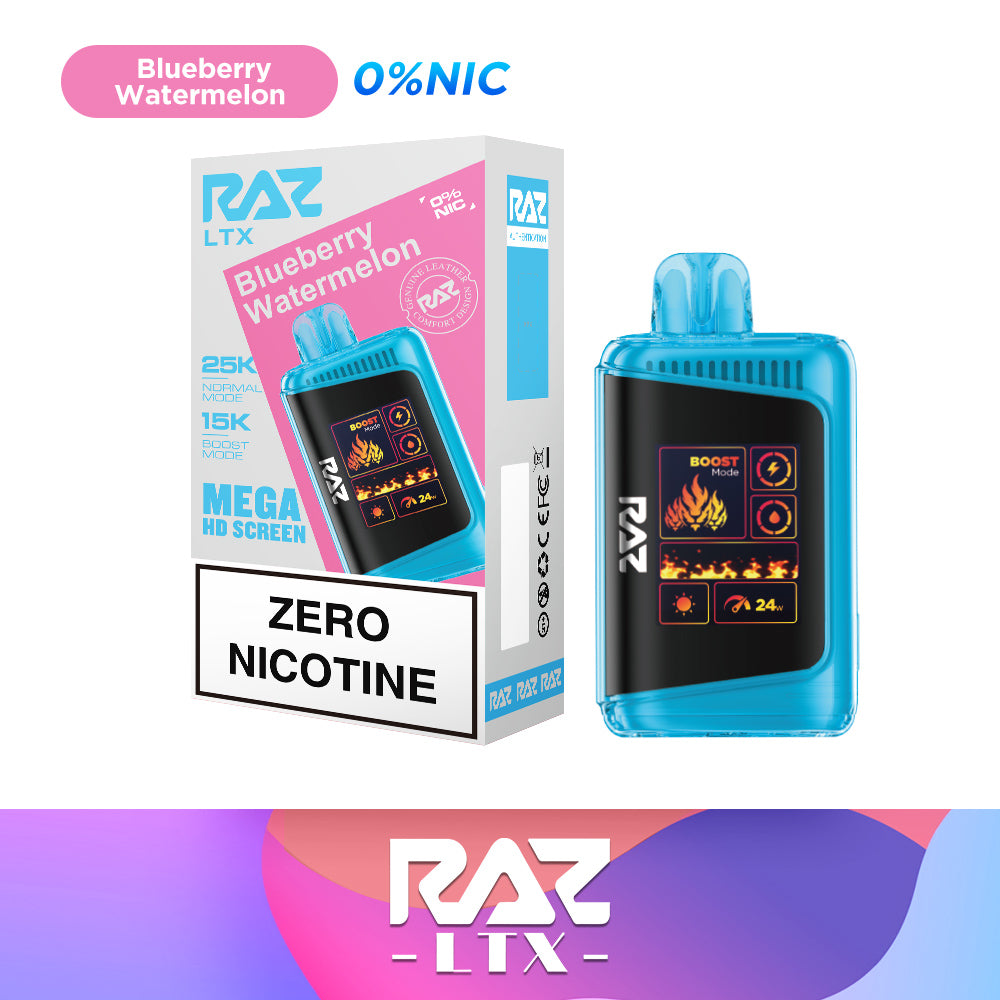 Raz LTX 25k Puffs Disposable Vape Blueberry Watermelon 0% (Zero Nicotine)