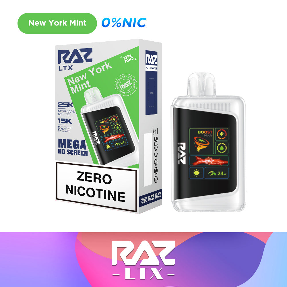 Raz LTX 25k Puffs Disposable Vape New York Mint 0% (Zero Nicotine)