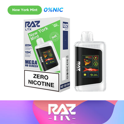 Raz LTX 25k Puffs Disposable Vape New York Mint 0% (Zero Nicotine)