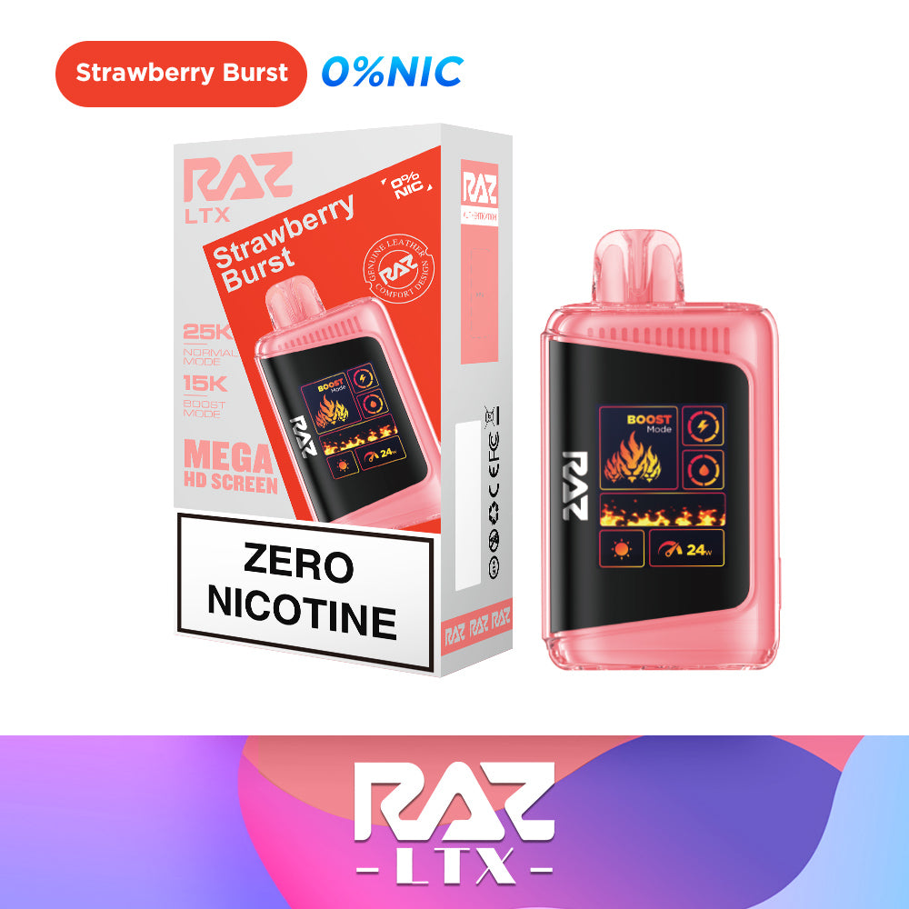 Raz LTX 25k Puffs Disposable Vape Strawberry Burst 0% (Zero Nicotine)