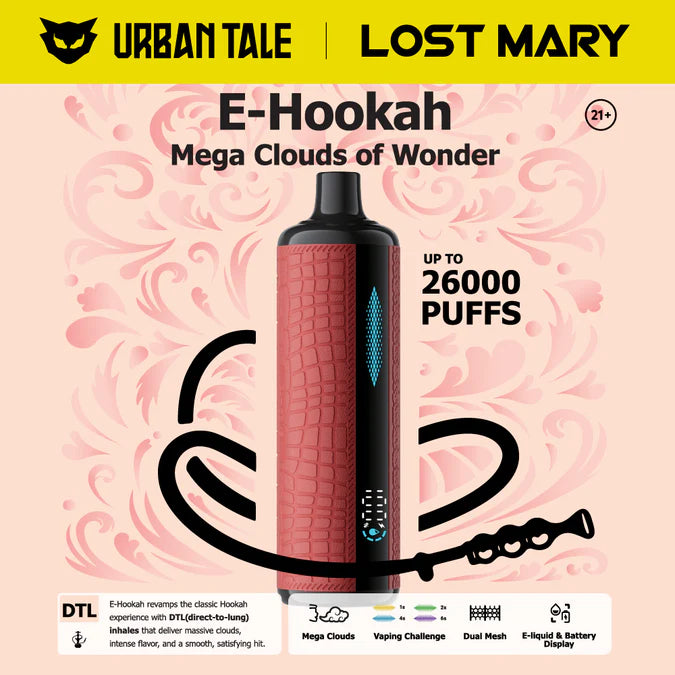 Lost Mary Urban Tale E-Hookah 26000 Puffs Disposable Vape Device