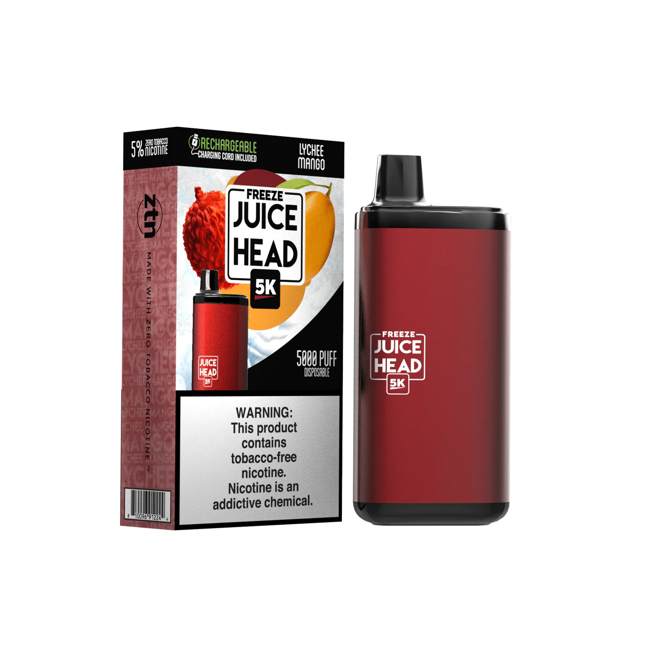 Juice Head 5000 Puffs Disposable Vape Device Lychee Mango FREEZE