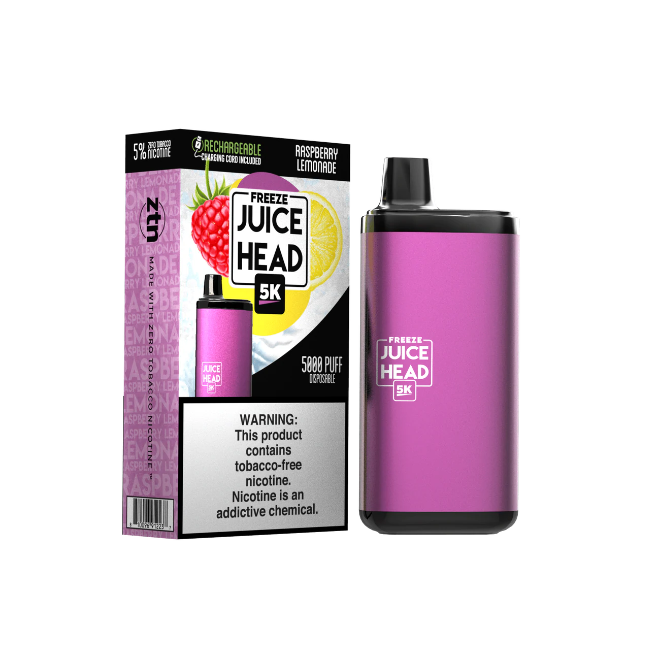 Juice Head 5000 Puffs Disposable Vape Device Raspberry Lemonade FREEZE