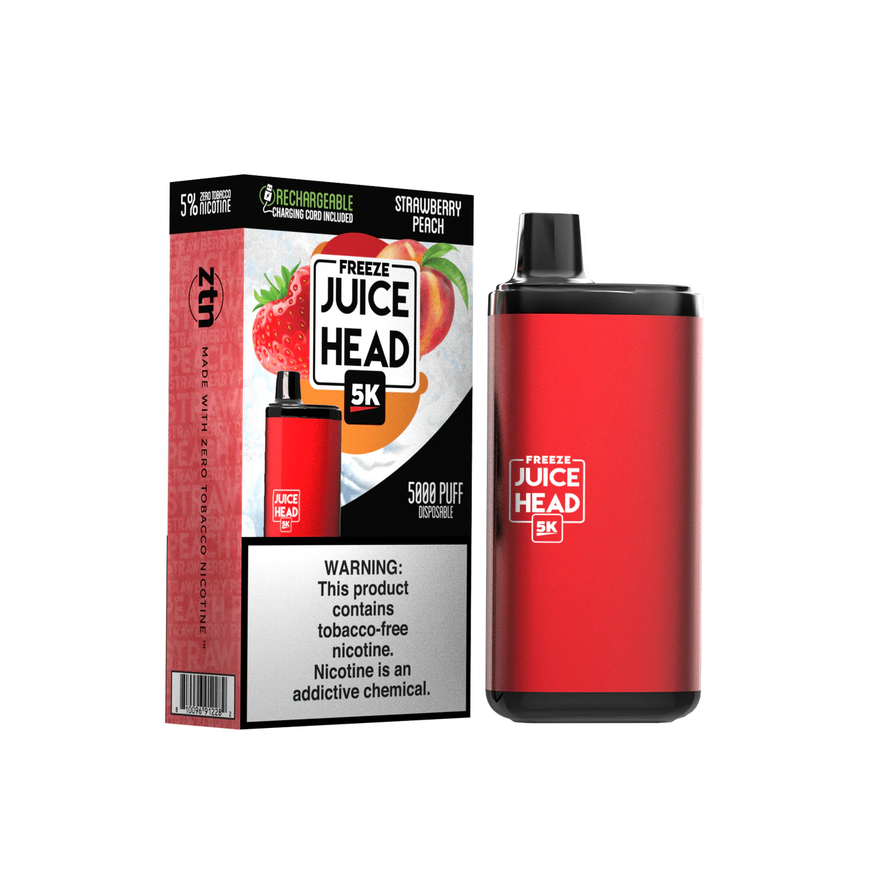 Juice Head 5000 Puffs Disposable Vape Device Strawberry Peach FREEZE