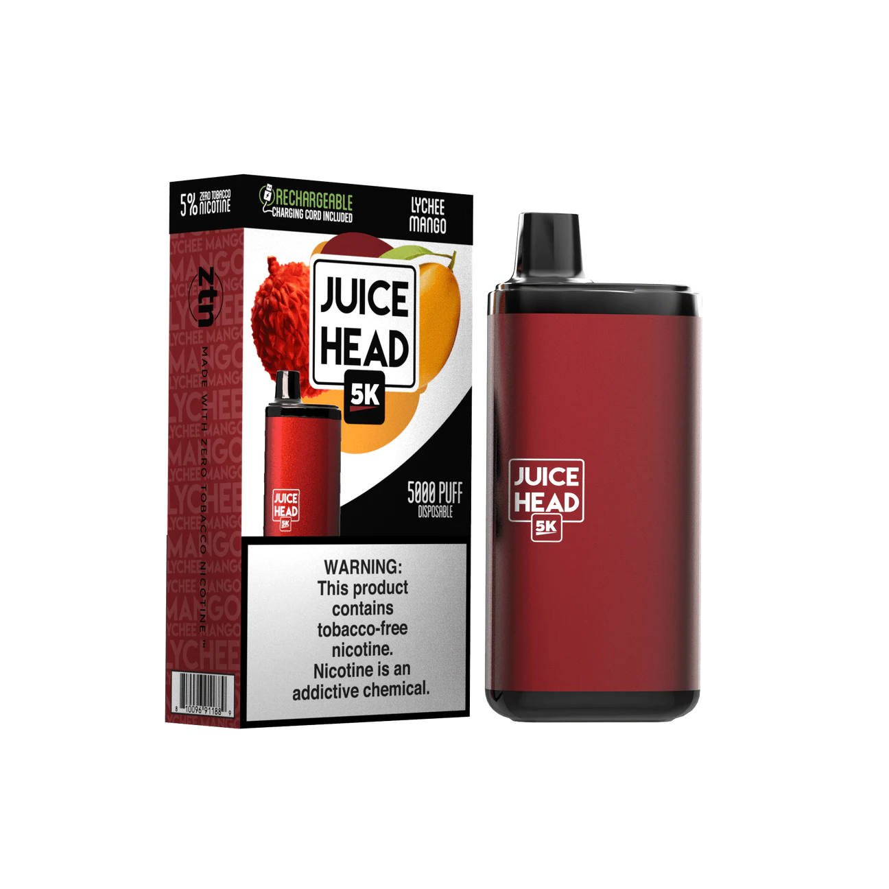 Juice Head 5000 Puffs Disposable Vape Device Lychee Mango