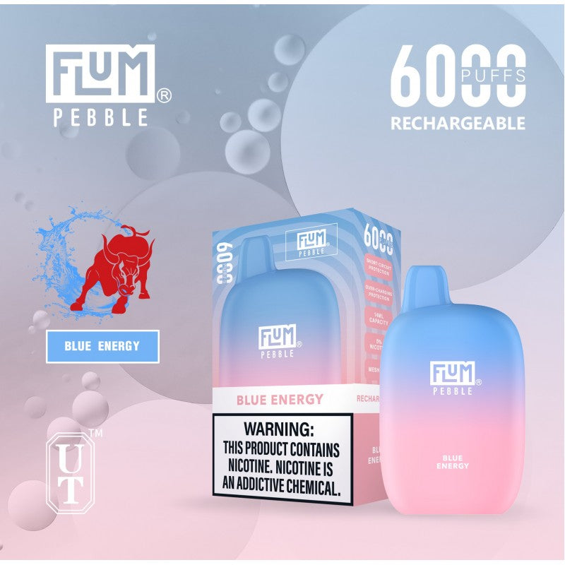 Flum Pebble Vape 6000 Puffs Disposable Device Blue Energy