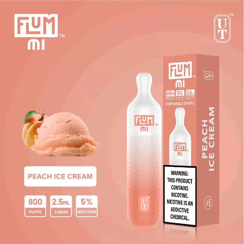 Flum Mi 800 Puffs Disposable Vape Peach Ice Cream