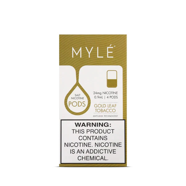 MYLE V4 Replacement Pods – 1 Pack of 4 Pods Gold Leaf Tobacco (2.4%/24mg)