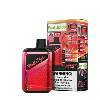 Pod Juice Hyde IQ 5000 Puff Disposable Vape Device Strawberry Roll Up