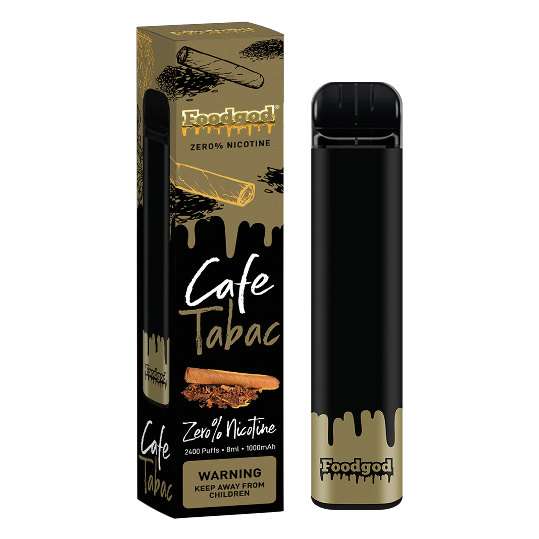 Food God Zero Nicotine 2400 Puffs Disposable Vape Device Cafe Tabac