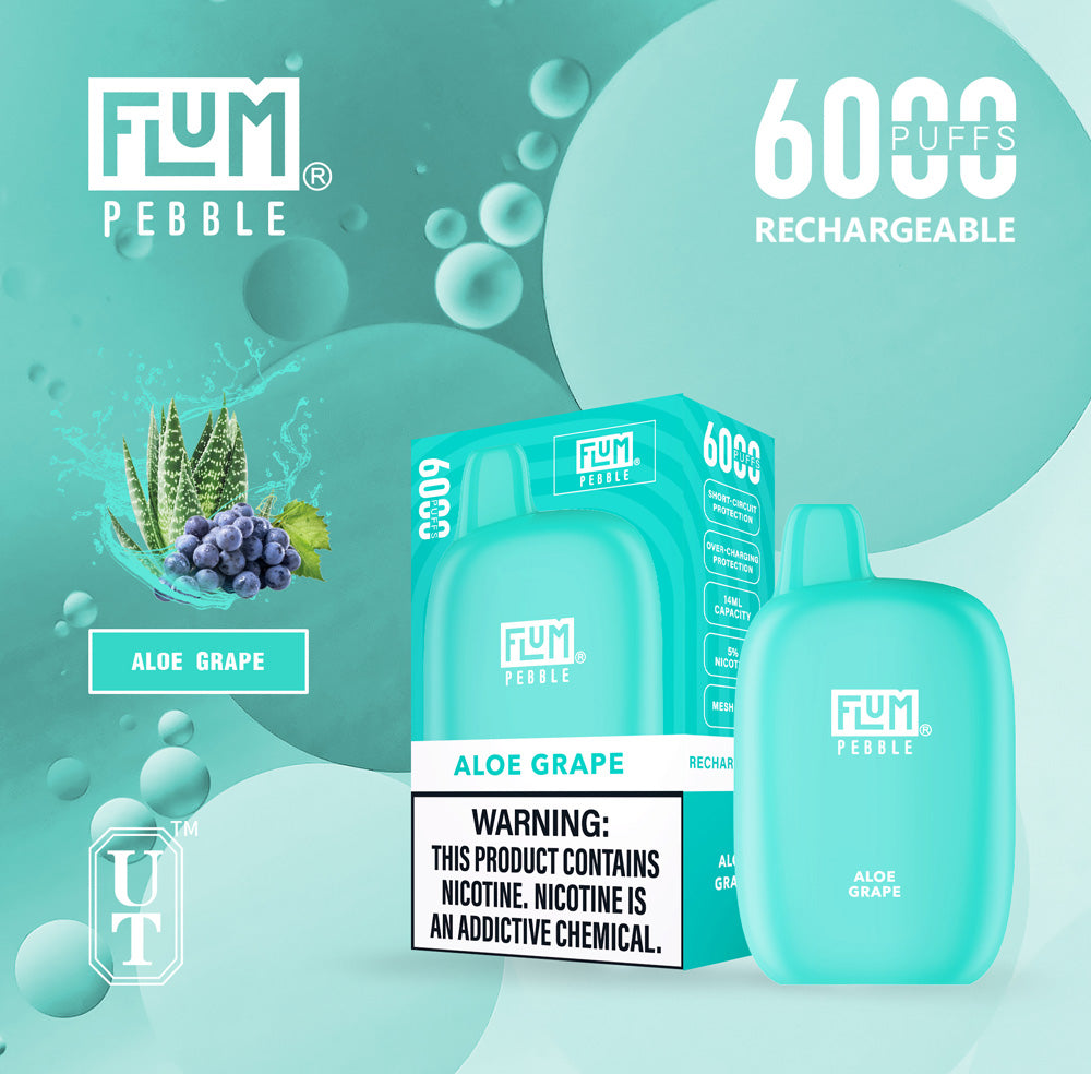 Flum Pebble Vape 6000 Puffs Disposable Device Aloe Grape