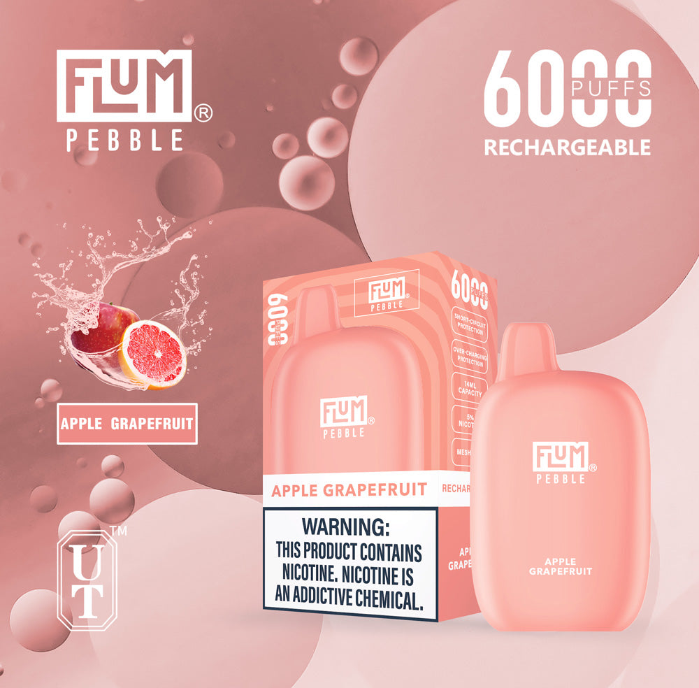 Flum Pebble Vape 6000 Puffs Disposable Device Apple Grapefruit