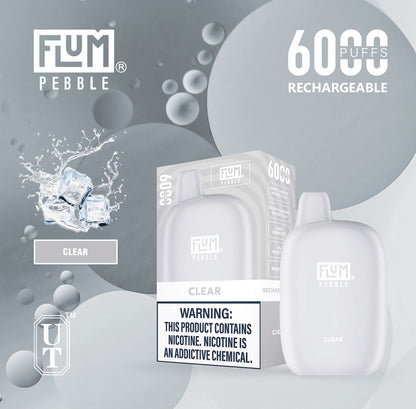 Flum Pebble Vape 6000 Puffs Disposable Device Clear