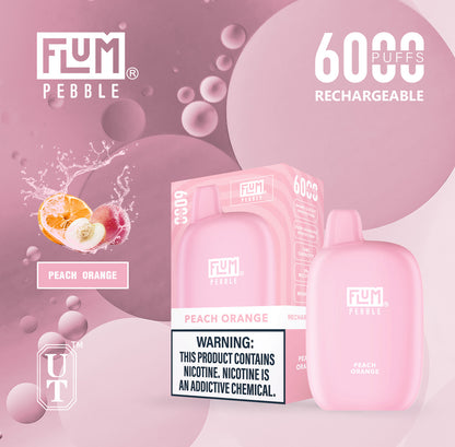 Flum Pebble Vape 6000 Puffs Disposable Device Peach Orange