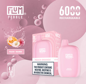 Flum Pebble 6000 Puff Disposable Vape Device Peach Orange