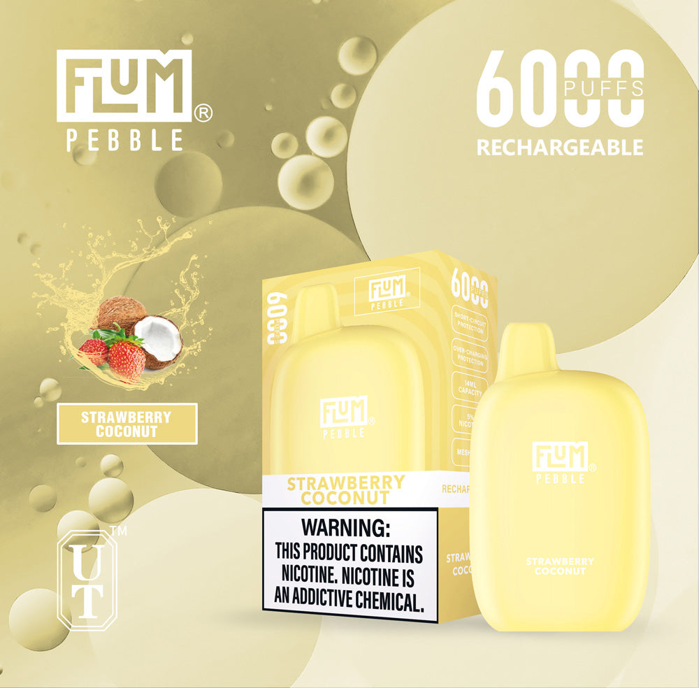 Flum Pebble Vape 6000 Puffs Disposable Device Strawberry Coconut