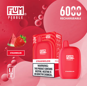 Flum Pebble 6000 Puff Disposable Vape Device Strawmelon