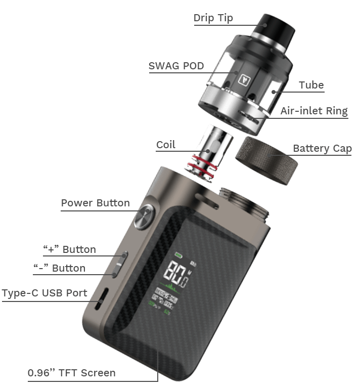 Vaporesso SWAG PX80 Pod Mod System Vape Starter Kit Apvs Vaporesso SWAG PX80 Pod Mod System Vape Starter Kit Apvs