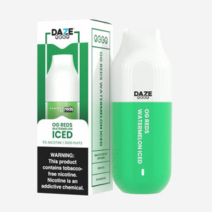 7 Daze Egge 3000 Puffs Disposable Vape Device OG Reds Watermelon Iced