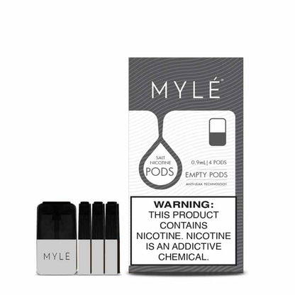 MYLE V4 Replacement Pods – 1 Pack of 4 Pods Empty Pods (For Refill Only)