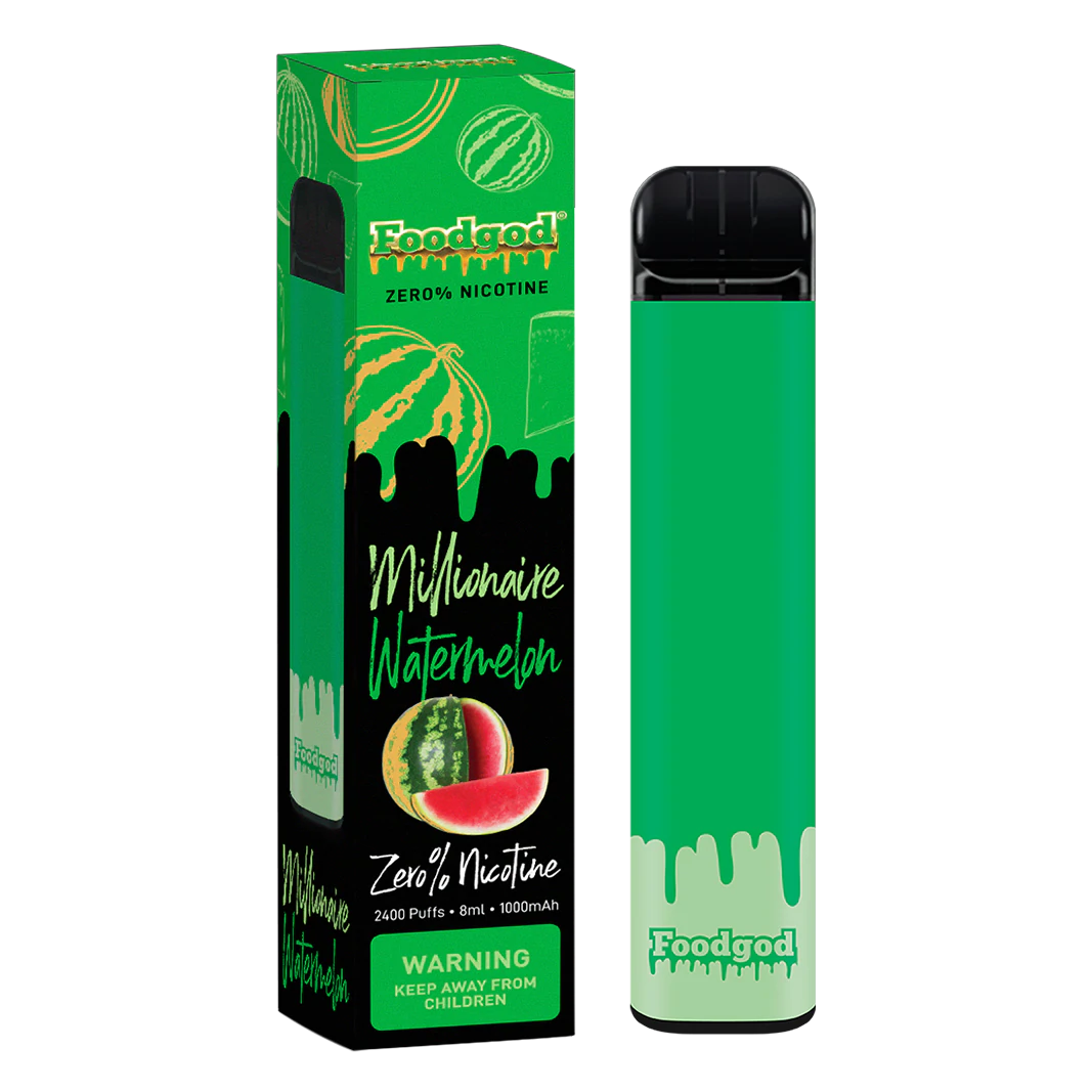 Food God Zero Nicotine 2400 Puffs Disposable Vape Device Millionaire Watermelon