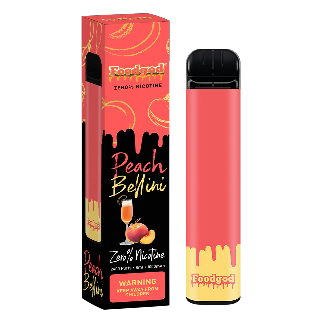 Food God Zero Nicotine 2400 Puffs Disposable Vape Device Peach Bellini