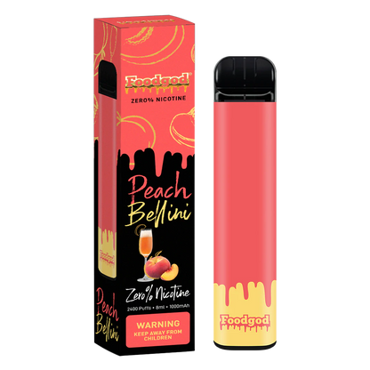 Food God Zero Nicotine 2400 Puffs Disposable Vape Device Peach Bellini