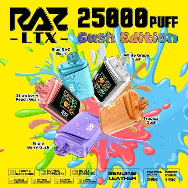 best raz gush flavor LTX 25k Puffs Disposable Vape Flavors LOST THC V3 Disposable Vape 7.5G Smokegem Select Flavor ::Blueberry P&B Cloudd Lost Mary OS5000 Watermelon