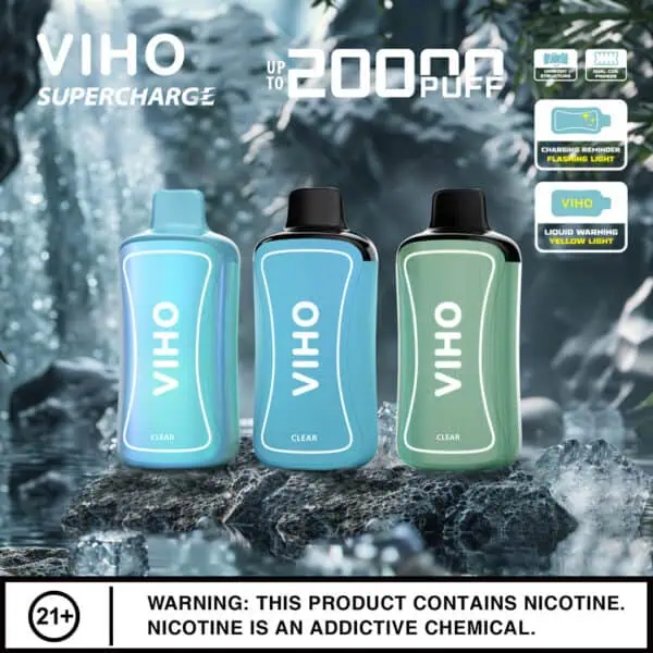 viho supercharge 20000 puffs disposable vape All Flavors Color:Rock Black Cannabis oil pens VOOPOO - 510 adapter