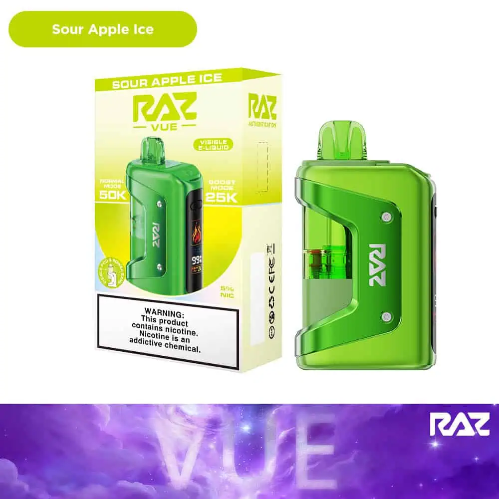 raz vape green Vue 50k Puffs Disposable Device Kit Flavor:Peach Iced pod replacement why is my voopoo