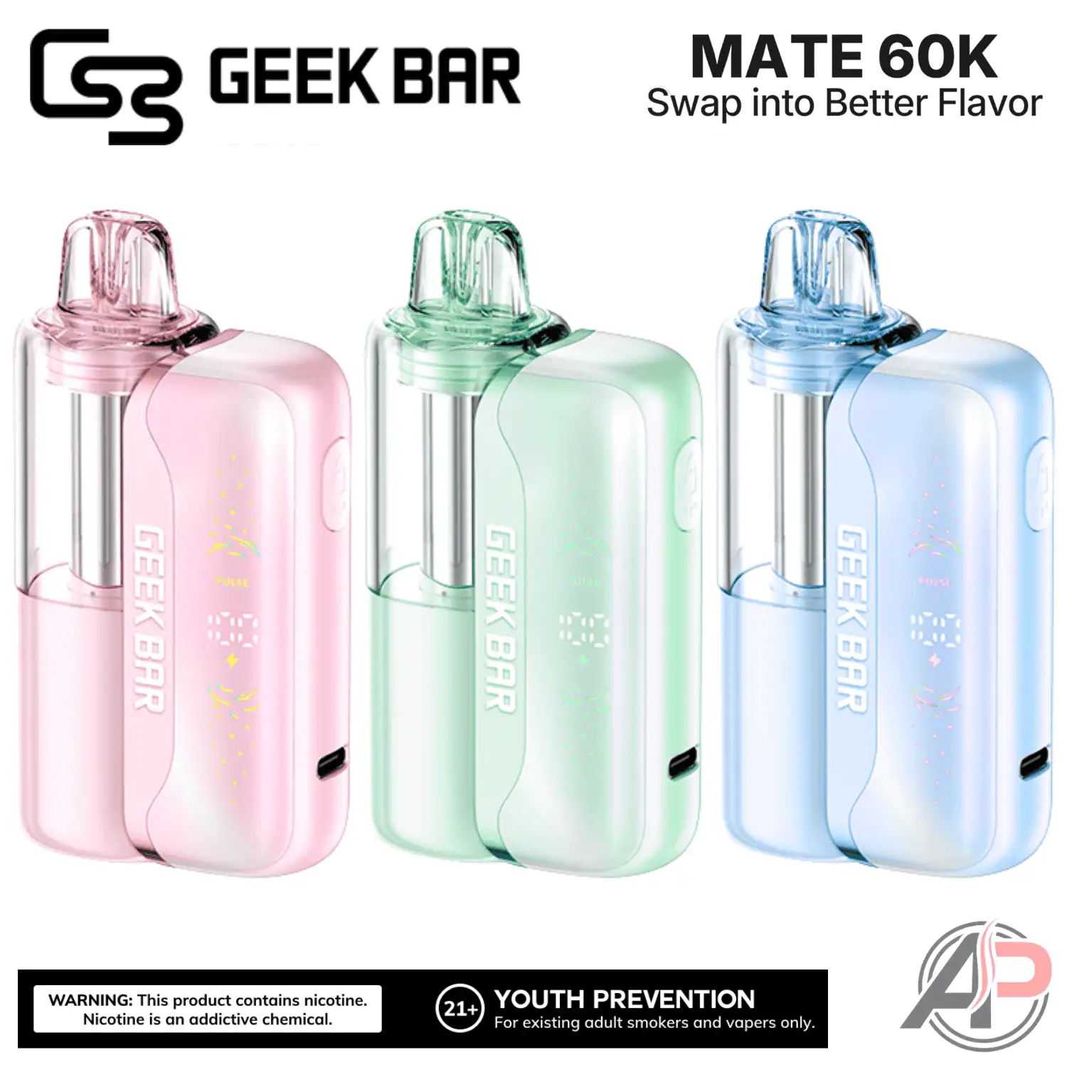 geek bar magnetic vape Mate 60,000 Puffs Disposable Device Kit 20mL Resistance:G 0.8Ω 12-15w Geek Bar Pulse X