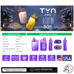 Tyn Pro 50,000 Puffs Disposable Vape Device