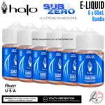 Halo SubZero X Strength Menthol E-Liquid 60mL 6 Bottle Bundle Box