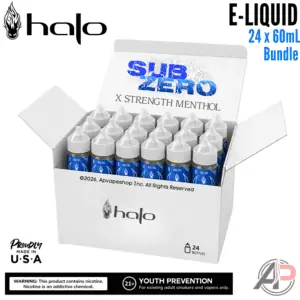 Halo SubZero X Strength Menthol E-Liquid 60mL 24 Bottle Mega Bundle Box