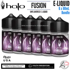 Halo Fusion Unflavored Tobacco E-Liquid 60mL 6 Bottle Bundle Box