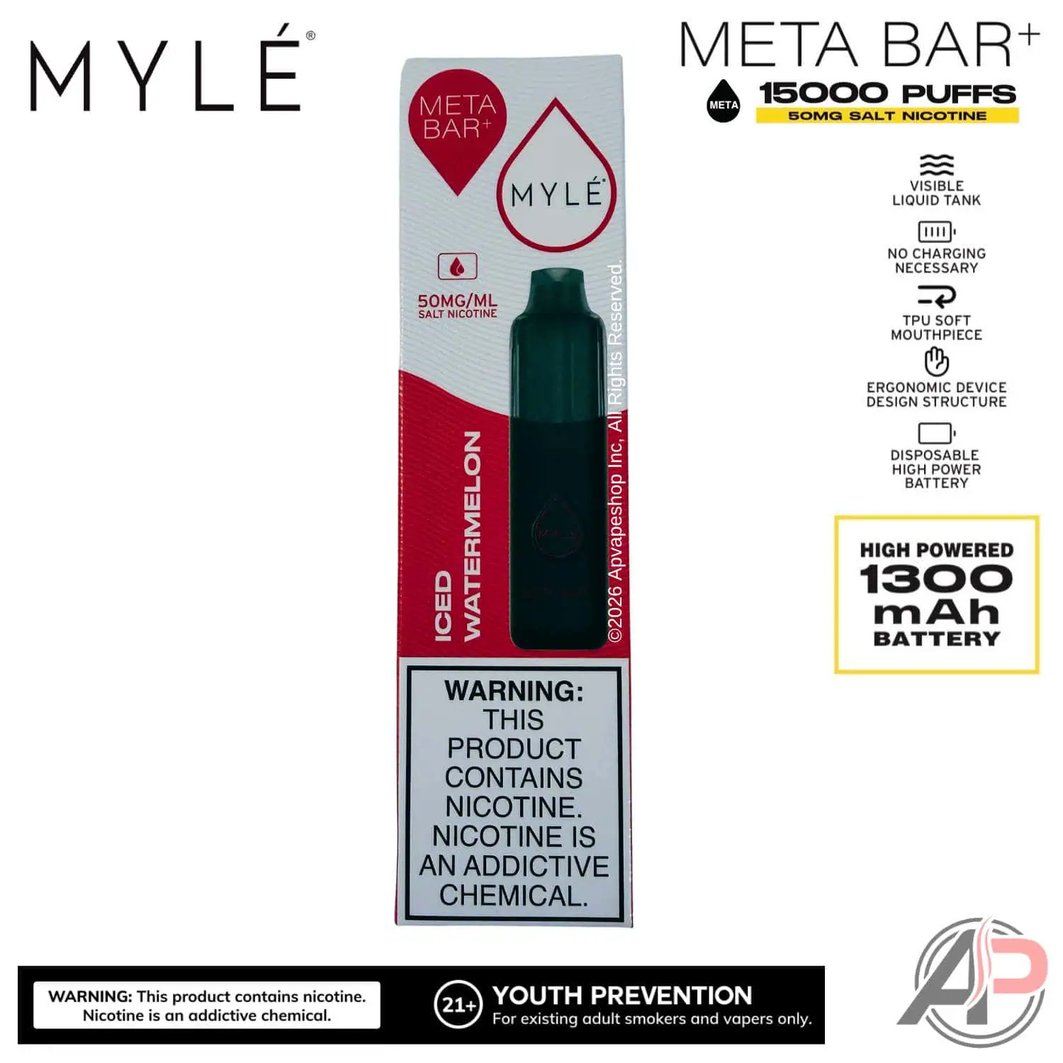 disposable vape with battery Myle Meta Bar Plus 15,000 Puffs Device Flavour:Acai Berry Lemonade Lost Mary MO20000 Pro 2 x 2ml