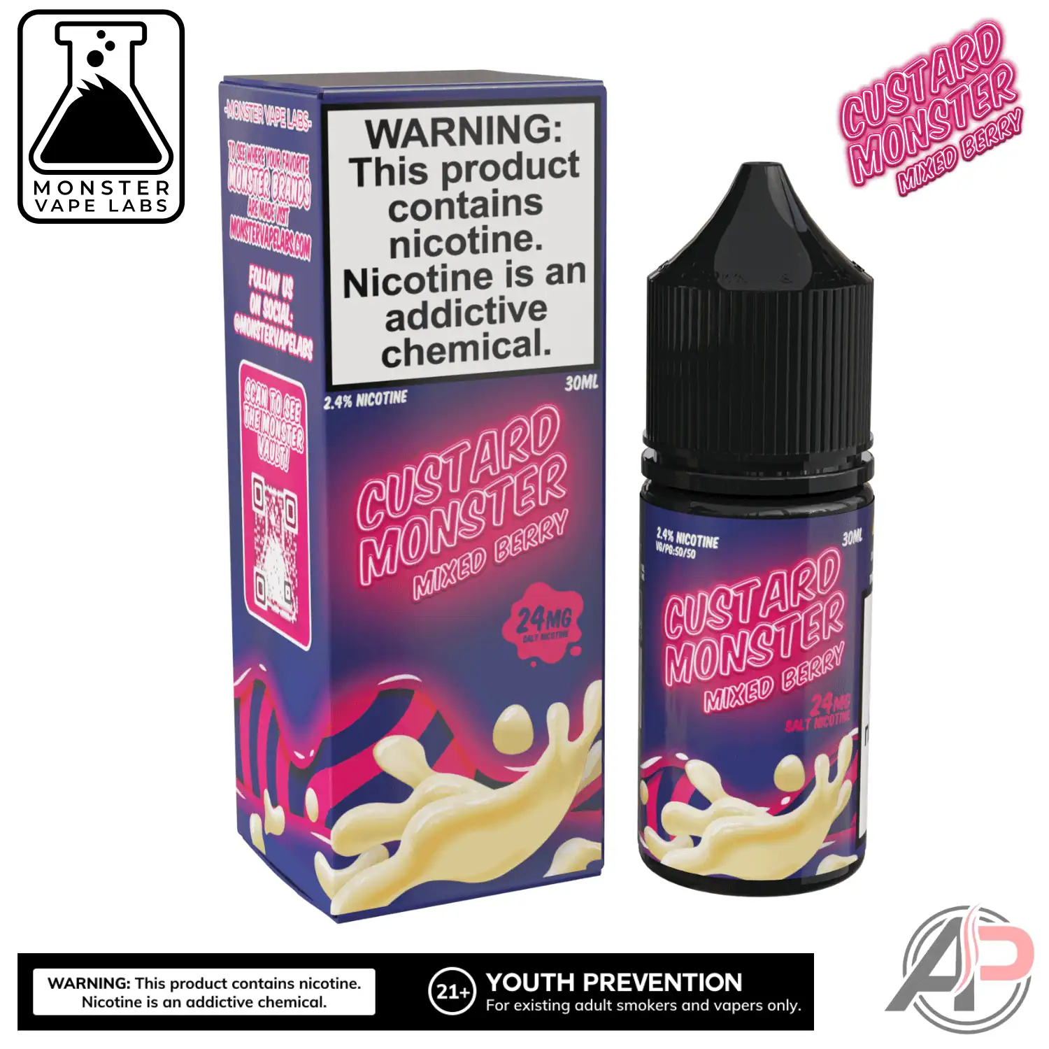 Mixed Berry Salt Nicotine By Custard Monster Vape Labs 30mL